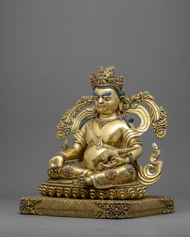 Yellow Dzambhala Statue | Finely Hand Carved Himalayan Art