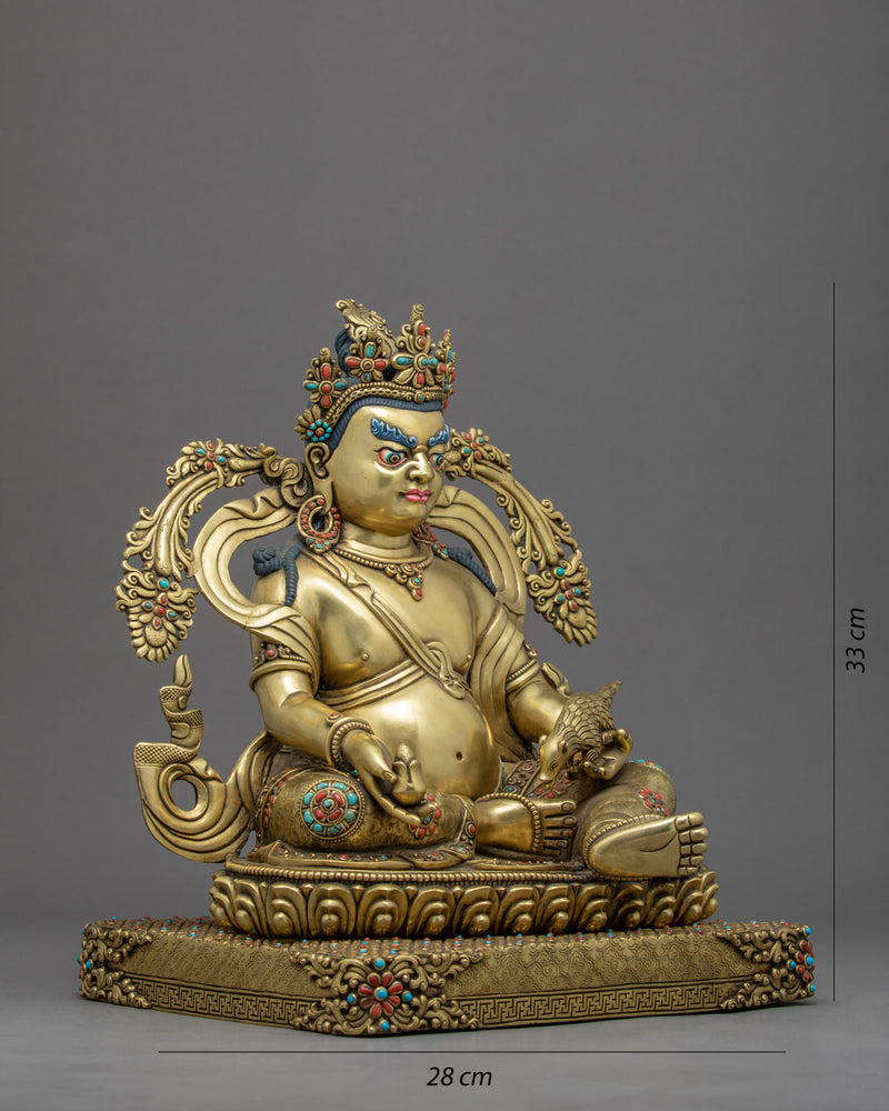 Yellow Dzambhala Statue | Finely Hand Carved Himalayan Art