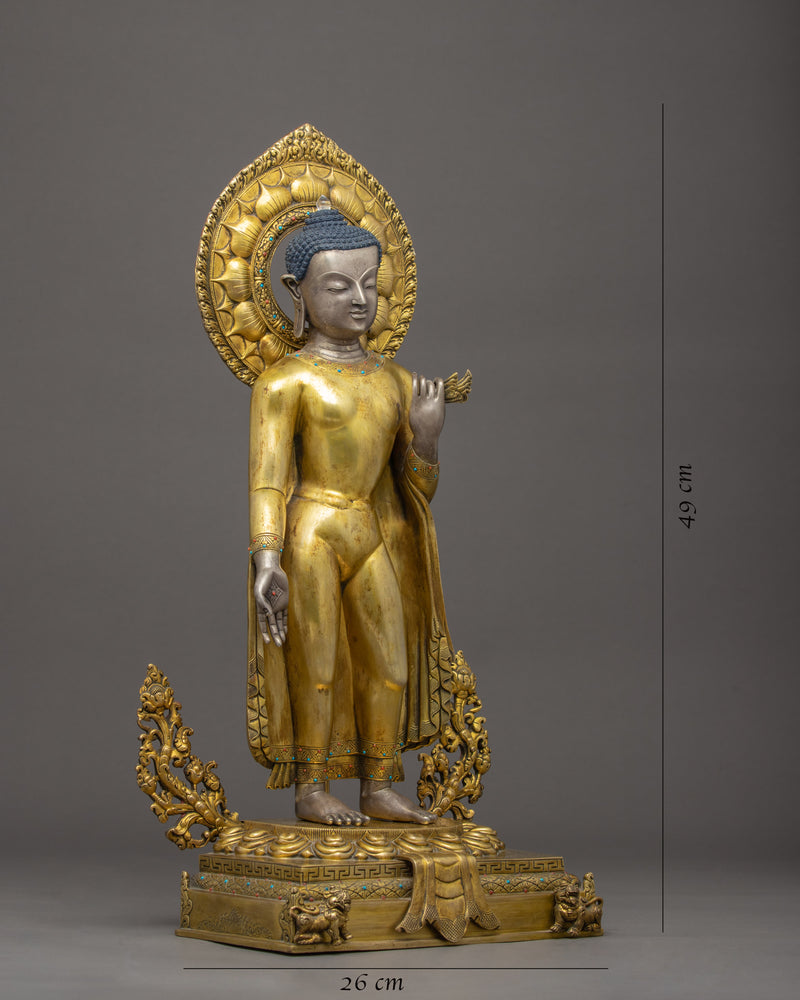 Standing Buddha Shakyamuni Statue | Traditional Hand Carved Art