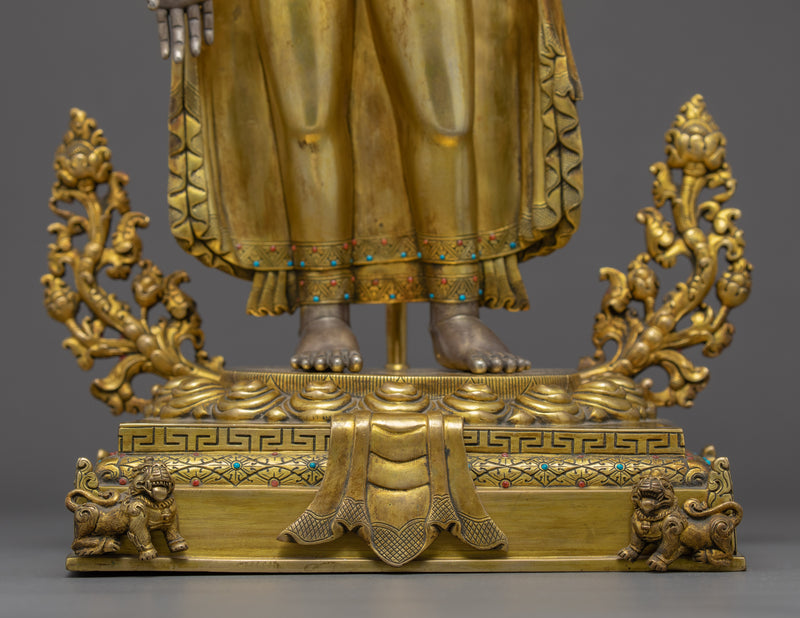 Standing Buddha Shakyamuni Statue | Traditional Hand Carved Art