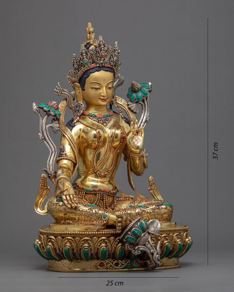 Green Tara Sculpture | Traditionally Hand Carved Female Buddha