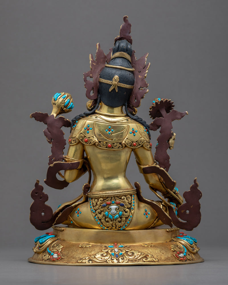 Indoor Green Tara Sculpture | Traditional Himalayan Art