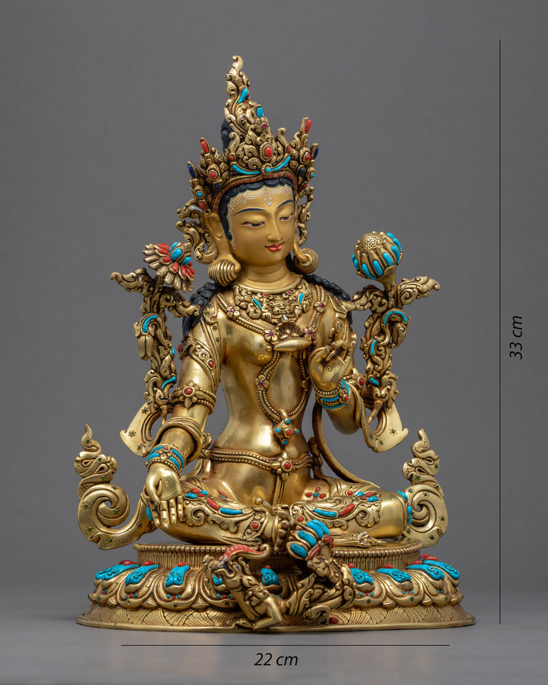 Indoor Green Tara Sculpture | Traditional Himalayan Art