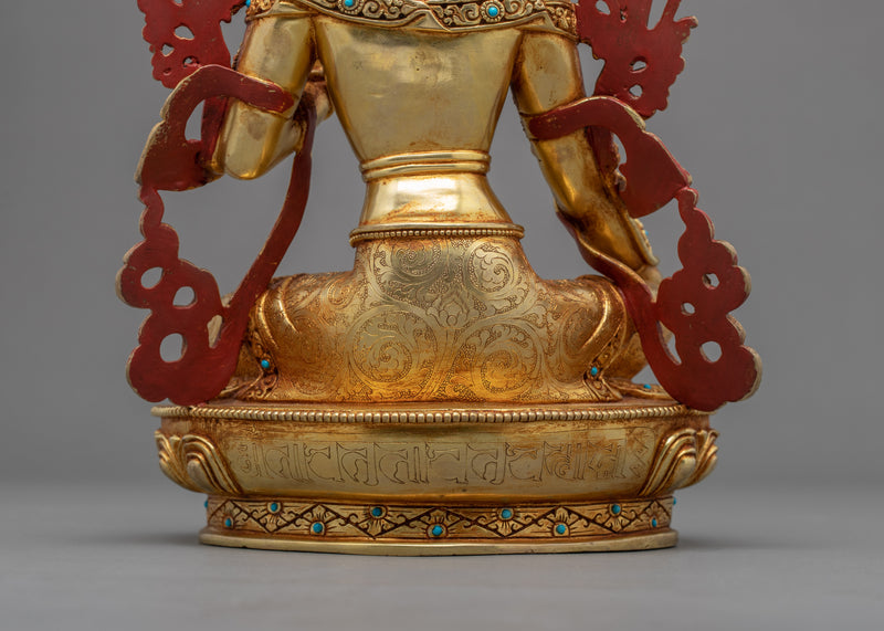 Indoor Tara Green Sculpture | Finely Hand Carved Buddhist Statue