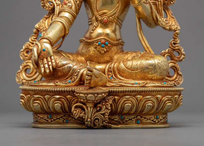 Indoor Tara Green Sculpture | Finely Hand Carved Buddhist Statue