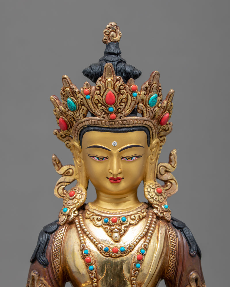 Amitayus Buddha Sculpture | Traditional Bodhisattva Art