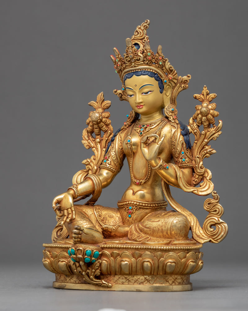 Mother Green Tara Sculpture | Traditionally Hand Carved Statue