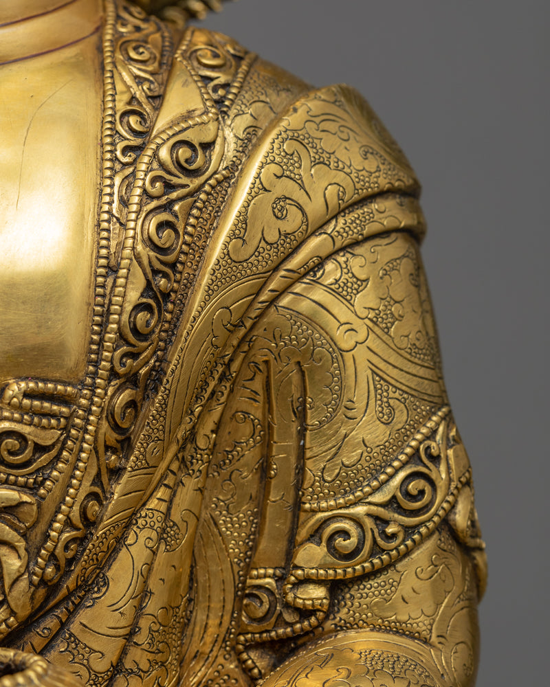 The Shakyamuni Buddha Sculpture | Traditionally Gilded with Gold