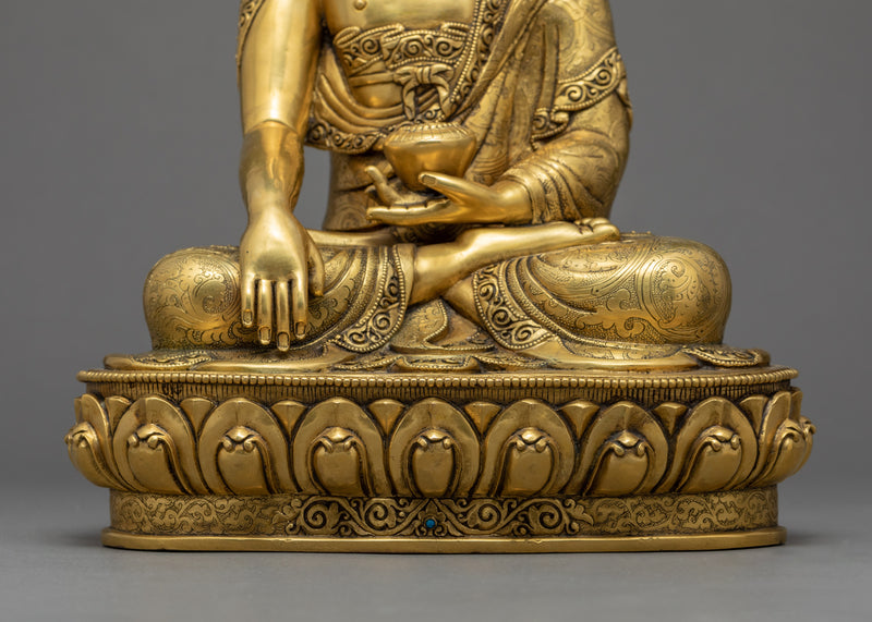 The Shakyamuni Buddha Sculpture | Traditionally Gilded with Gold