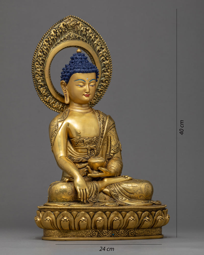 The Shakyamuni Buddha Sculpture | Traditionally Gilded with Gold