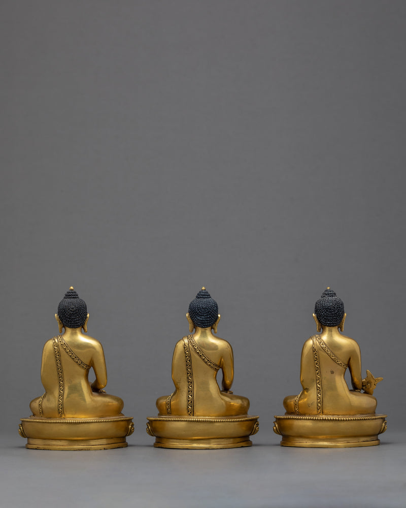 Three Buddha Statues | Traditional Tibetan Art