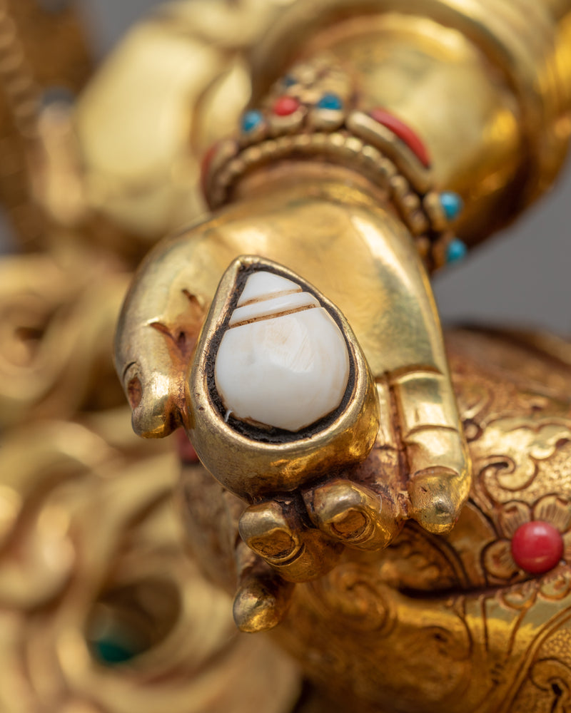 Yellow Jambhala Statue | Traditionally Hand Crafted Buddhist Art