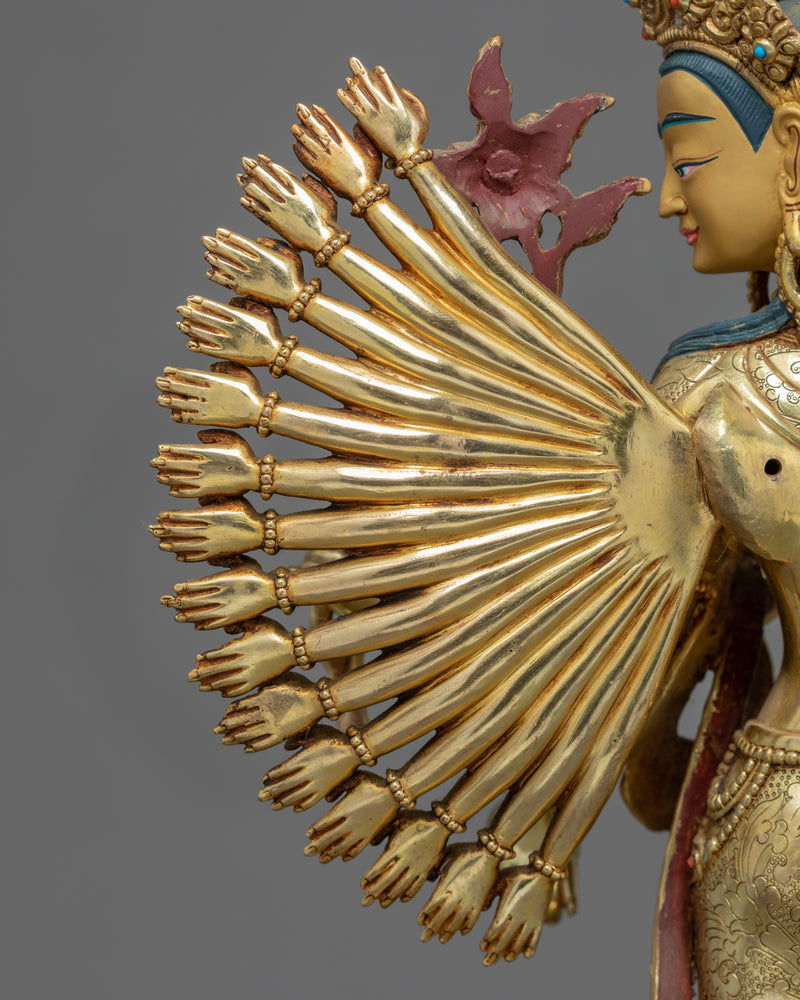 1000 Armed Chenrezig Sculpture | Traditional Hand Carved Statue