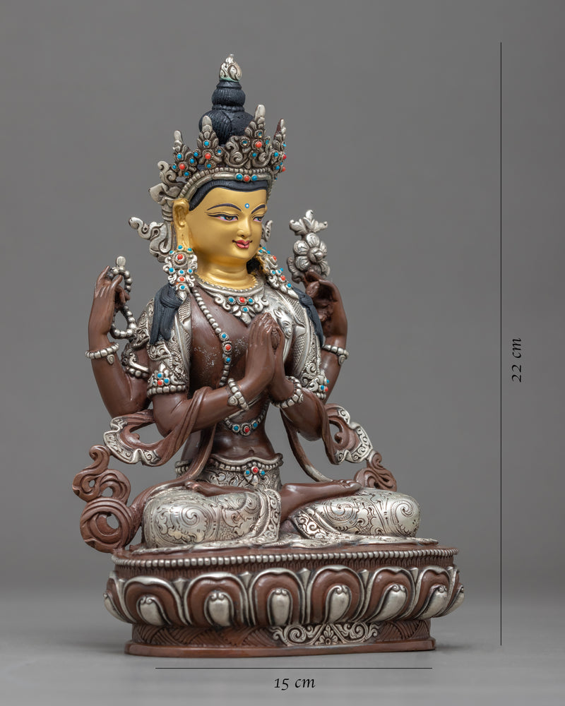 Chenrezig Buddhist Sculpture | Traditional Himalayan Art of Nepal