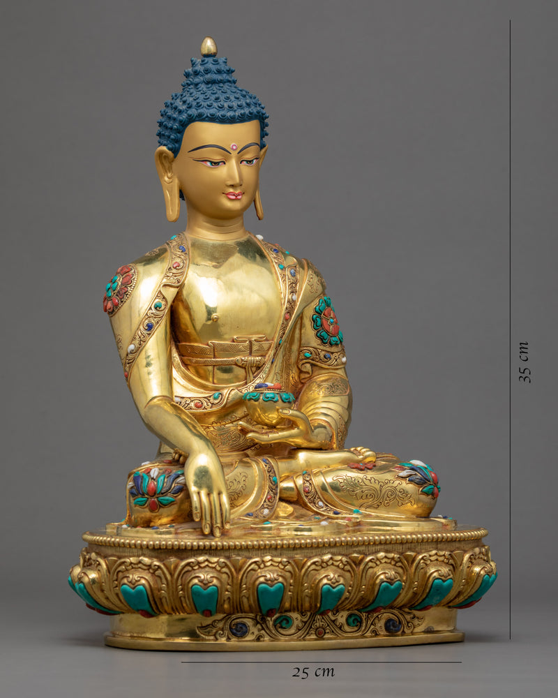 Shakyamuni Buddha Gold Statue | Traditionally Hand Crafted Historical Buddha Art