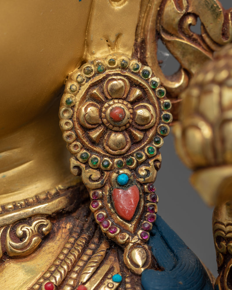 Green Tara Buddha Deity Statue | Traditional Himalayan Buddhist Art