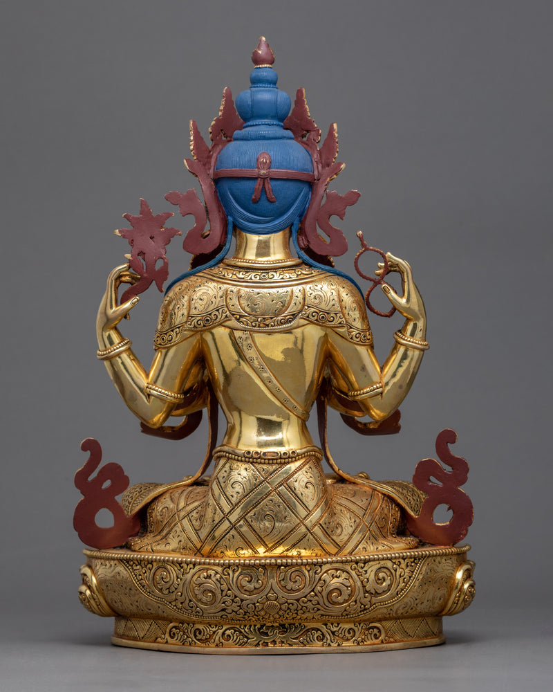 Four Armed Chenrezig Avalokiteshvara Statue | Traditional Himalayan Art of Nepal