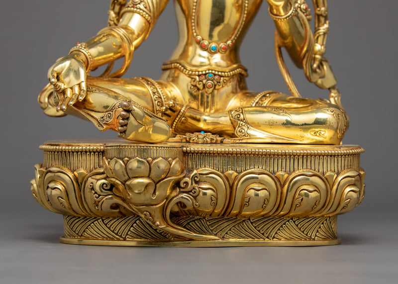 Tibetan Green Tara Statue | Gold Glided Buddhist Art