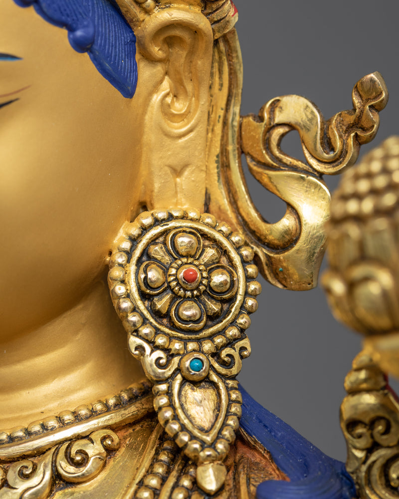 Tibetan Green Tara Statue | Gold Glided Buddhist Art