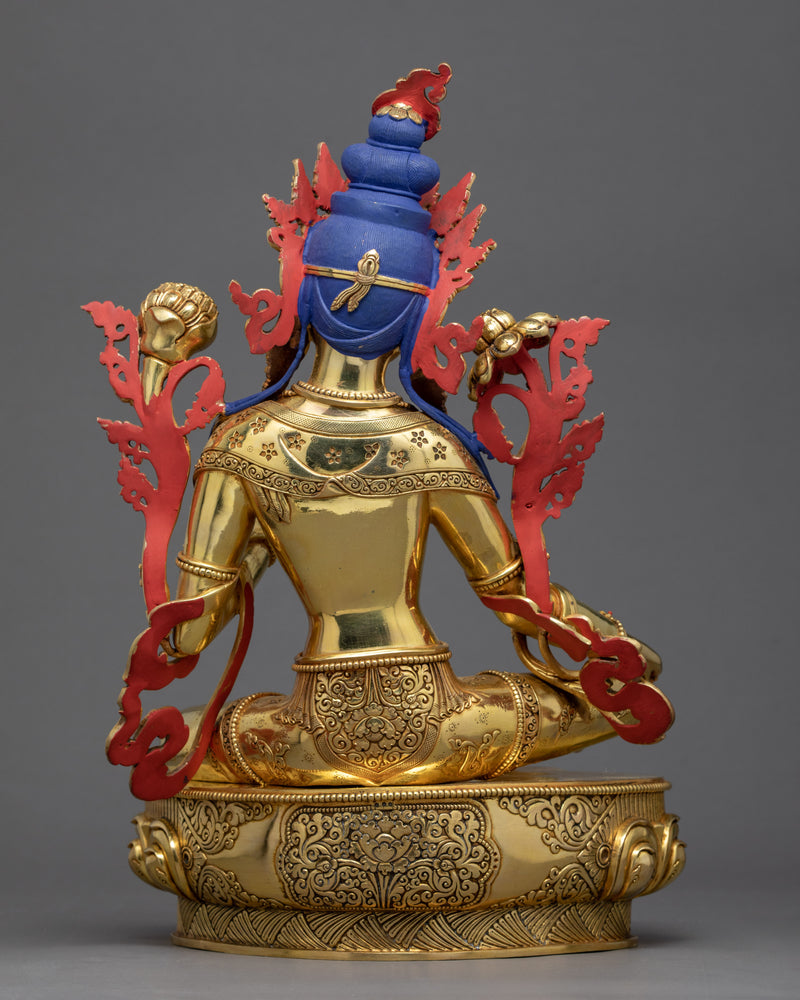 Tibetan Green Tara Statue | Gold Glided Buddhist Art