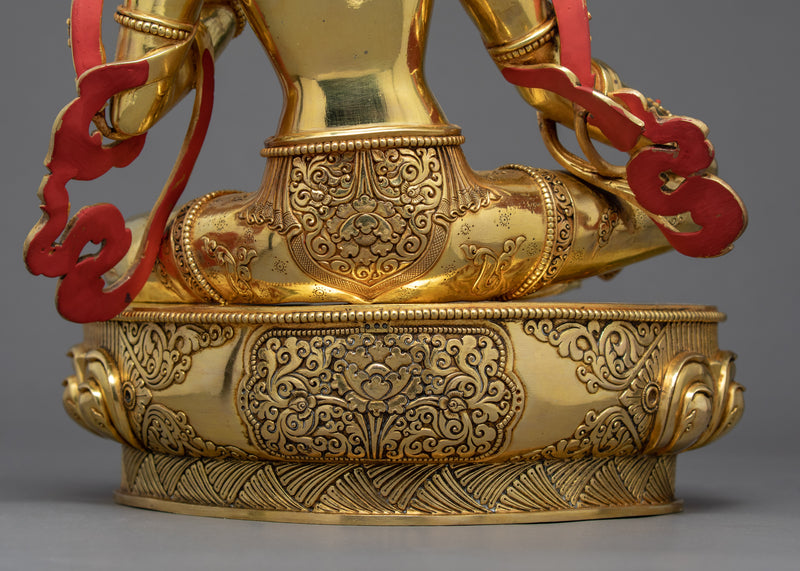 Tibetan Green Tara Statue | Gold Glided Buddhist Art