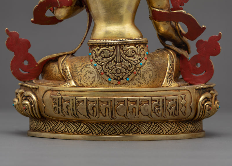 Green Tara Gold Statue | Traditional Himalayan art of Nepal