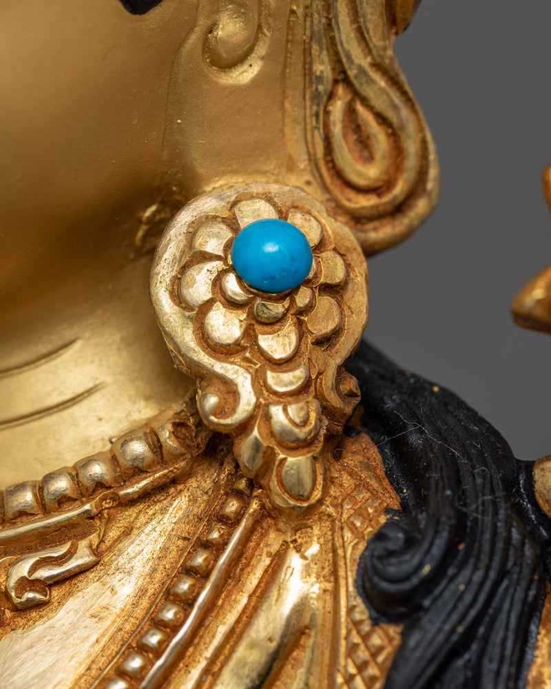 Gold Green Tara Statue | Buddhist Compassion Deity