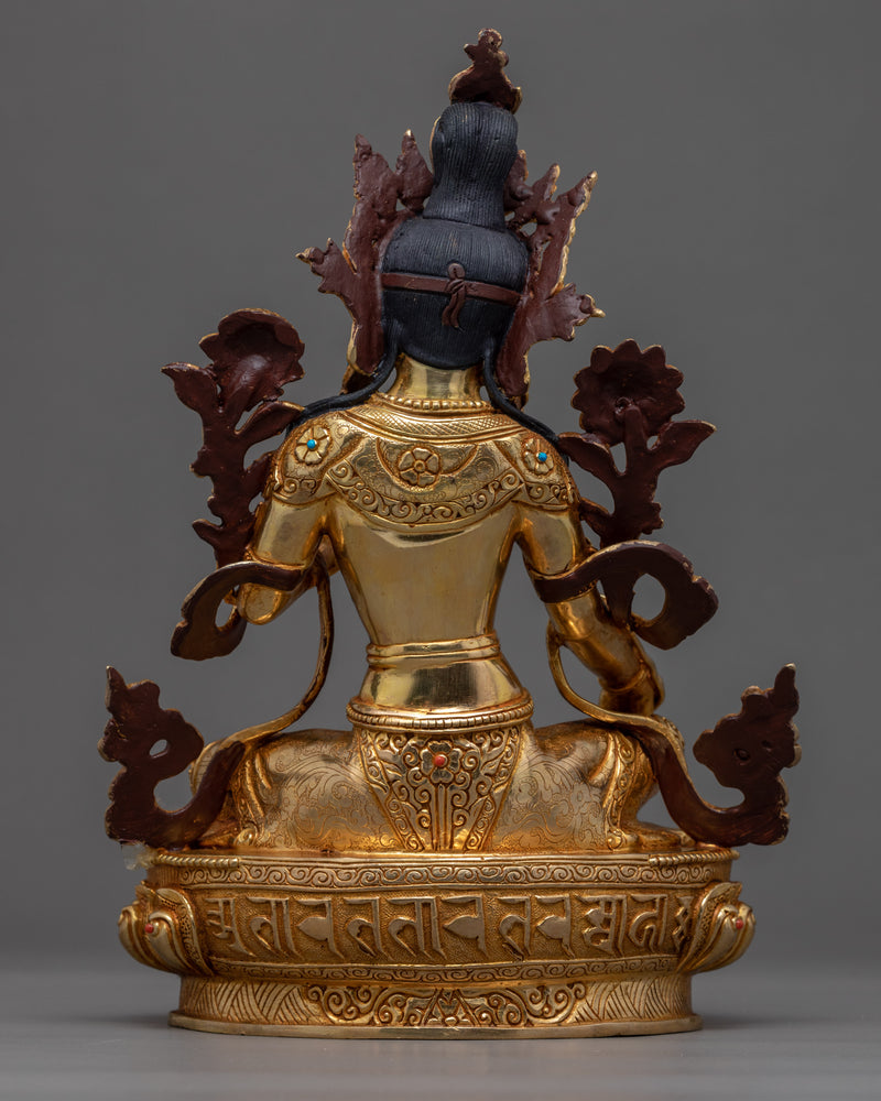 Gold Green Tara Statue | Buddhist Compassion Deity