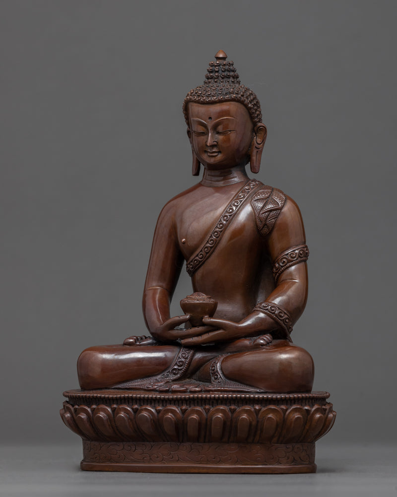 Amitabha Buddha Copper Sculpture | Finely Hand Carved Himalayan Art