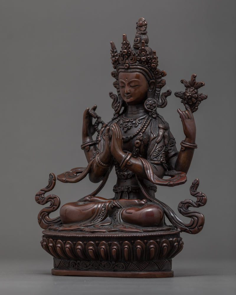 Chenrezig Tibetan Sculpture | Traditional Himalayan Art of Nepal