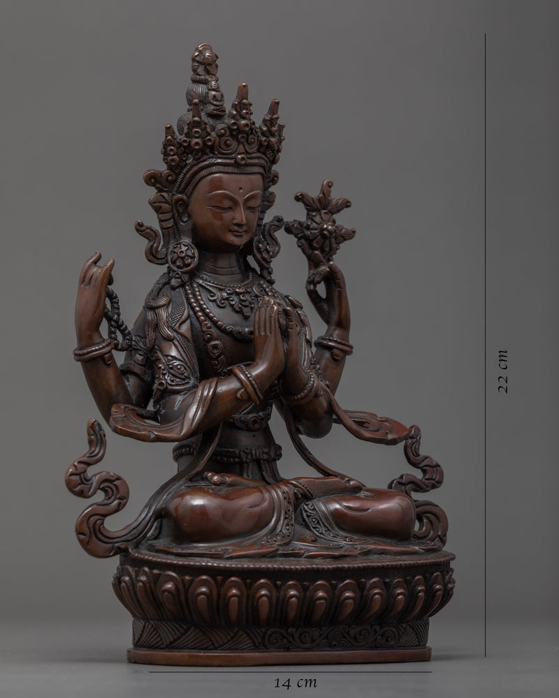 Chenrezig Tibetan Sculpture | Traditional Himalayan Art of Nepal