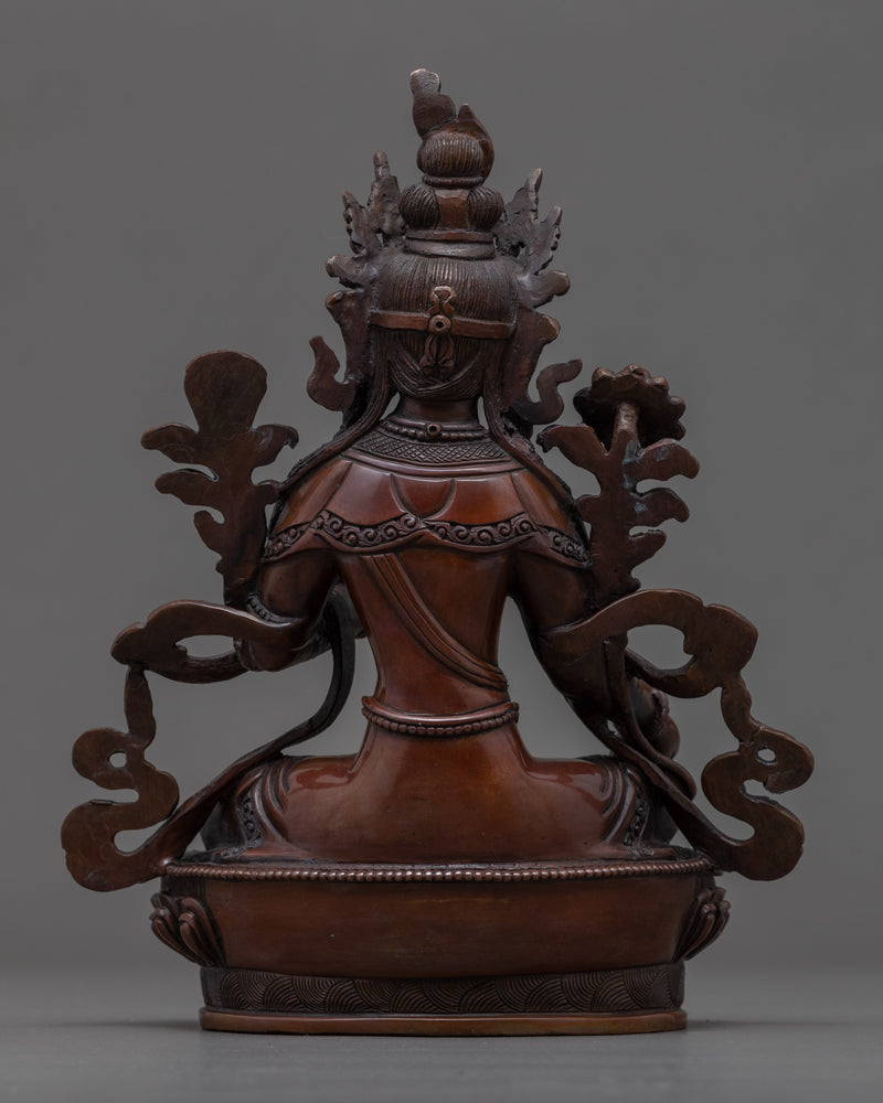 Green Tara Buddha Deity | Hand Carved Copper Sculpture