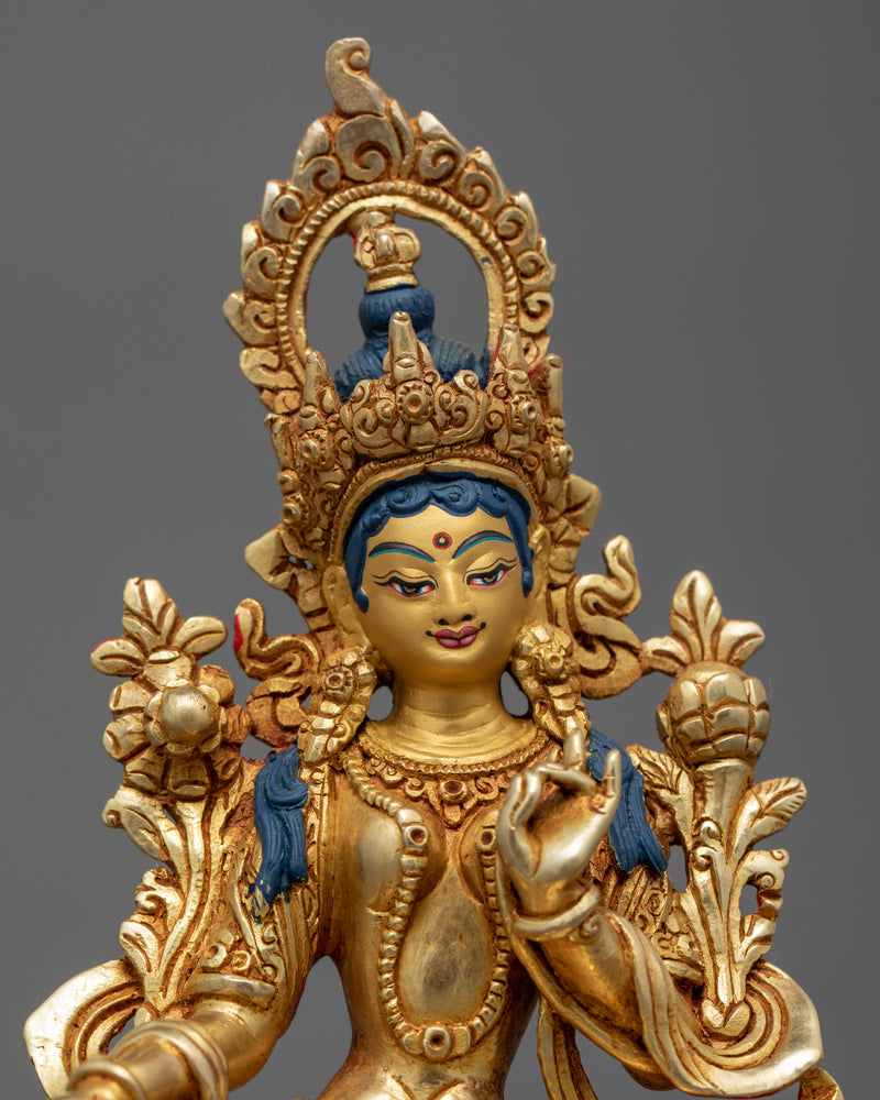 Green Tara Buddhist Statue | Traditional Himalayan Art of Nepal