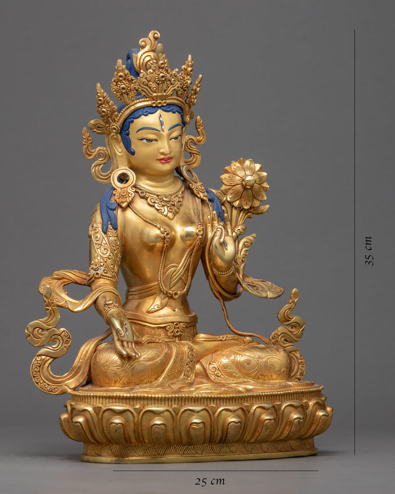 The White Tara Statue | Traditionally Sculpted Gold Sculpture