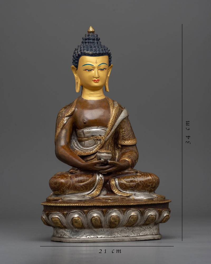 Dhyani Buddha Amitabha Sculpture | Gold-Plated Himalayan Art