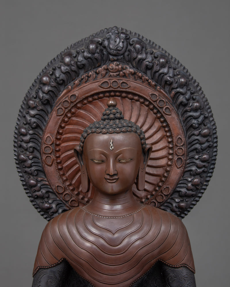 Amitabha Buddha Copper Statue | Traditional Hand Carved Sculpture