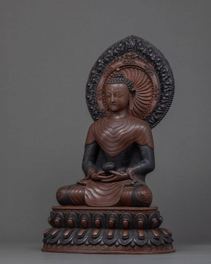 Amitabha Buddha Copper Statue | Traditional Hand Carved Sculpture