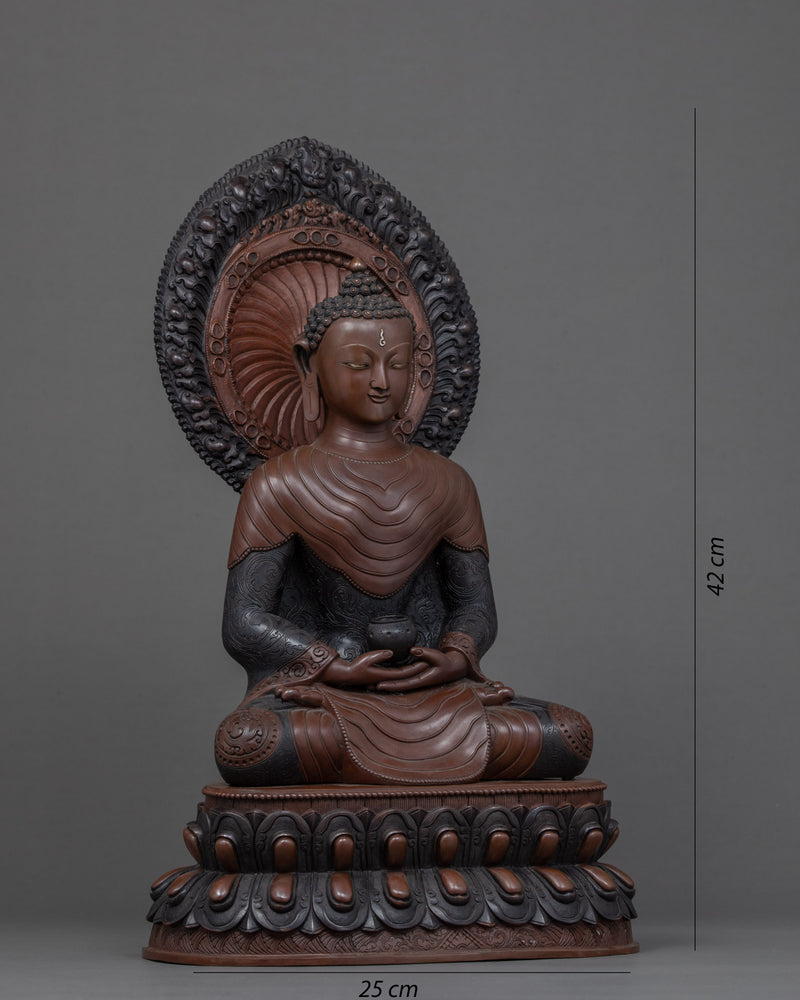 Amitabha Buddha Copper Statue | Traditional Hand Carved Sculpture