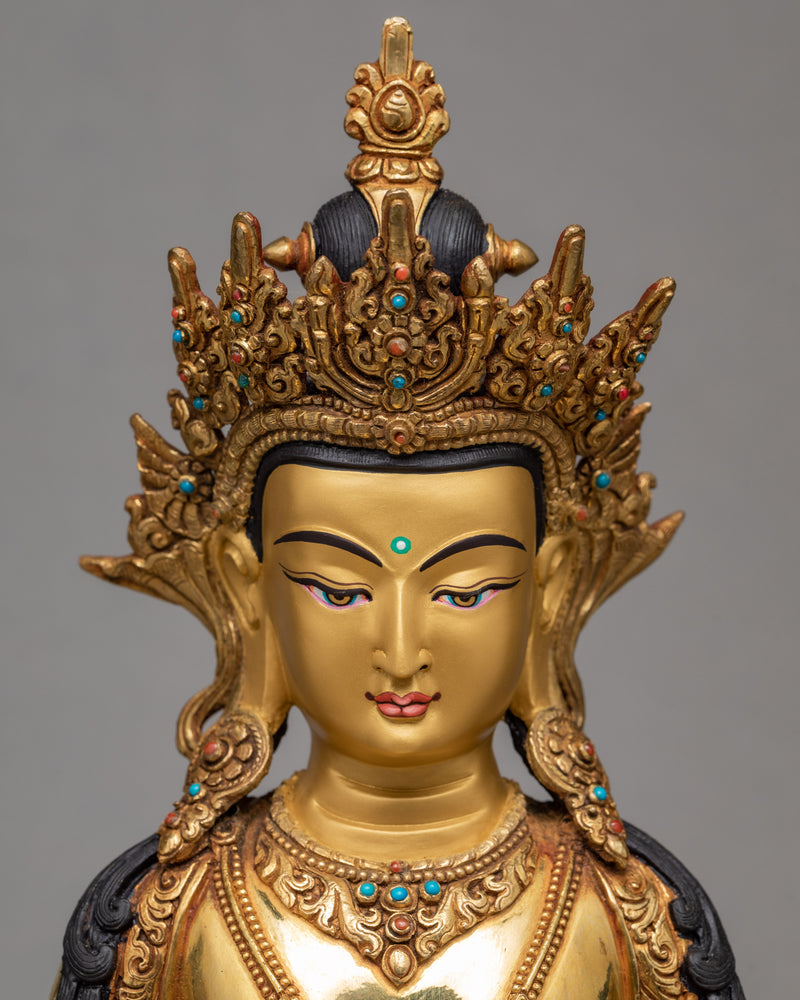 Amitayus Buddha Statue | Plated With Gold  buddha Sculpture