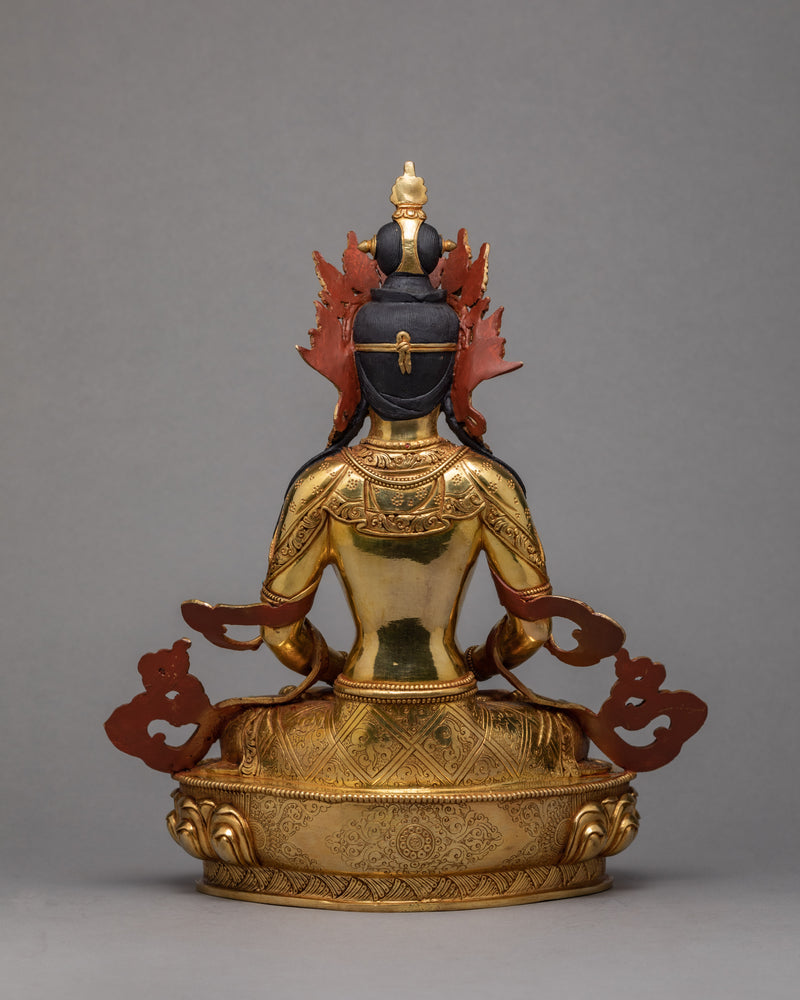 Amitayus Buddha Statue | Plated With Gold  buddha Sculpture