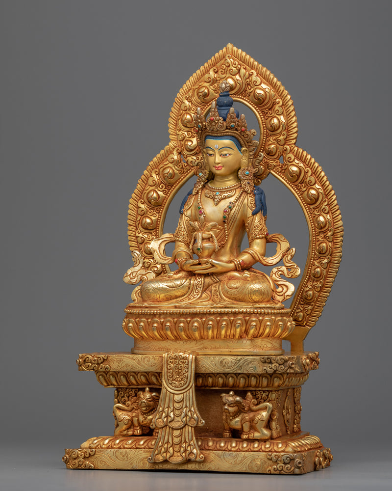 Practice Of Amitayus Sutra Sculpture | Buddha Amitayus Seated On Throne Statue