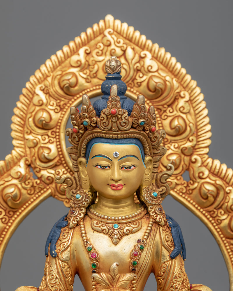 Practice Of Amitayus Sutra Sculpture | Buddha Amitayus Seated On Throne Statue