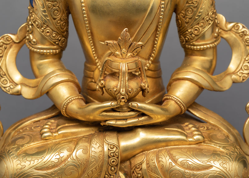 Amitayus | Tibetan Buddha Statue | Glided With 24K Gold