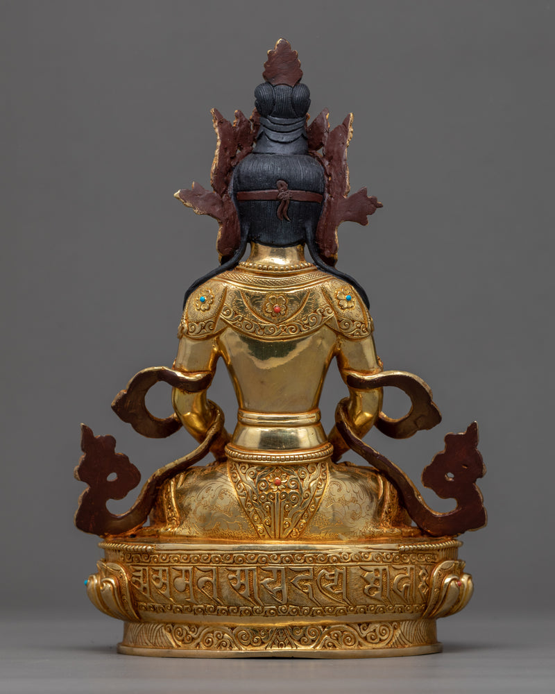 Amitayus Buddha Gold Sculpture | Long life Deity in Buddhism