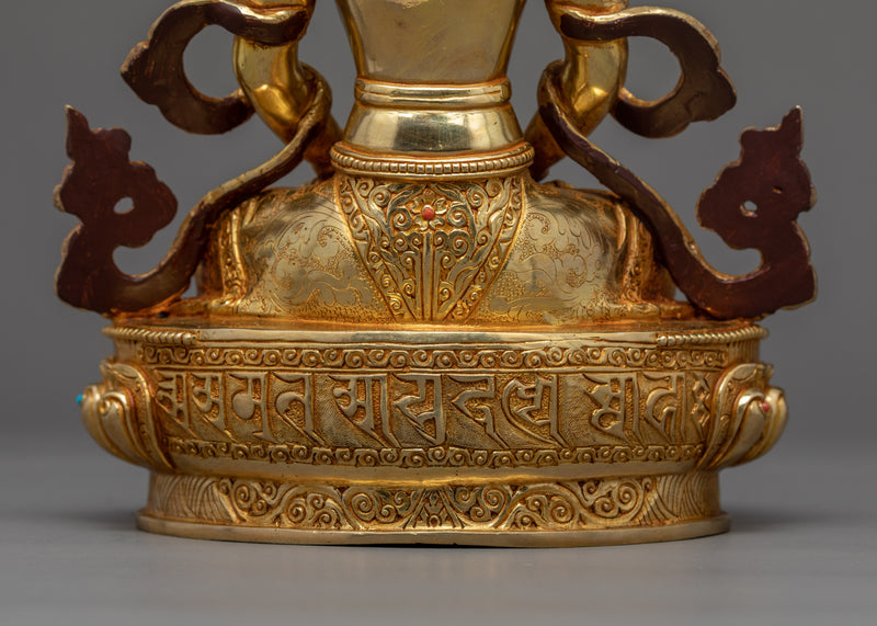 Amitayus Buddha Gold Sculpture | Long life Deity in Buddhism