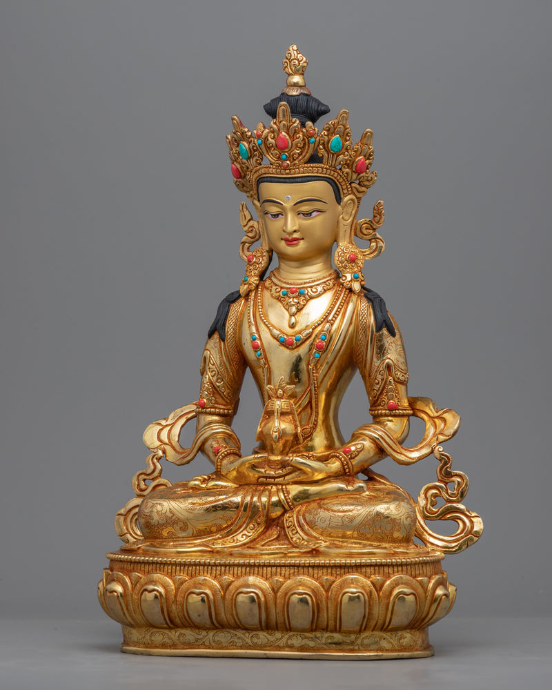 Handcrafted Amitayus Buddha Mantra Statue | Traditional Himalayan Art