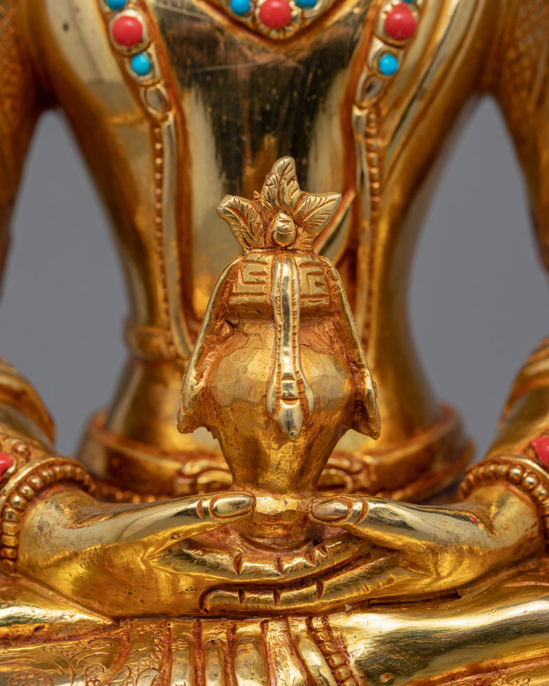 Handcrafted Amitayus Buddha Mantra Statue | Traditional Himalayan Art