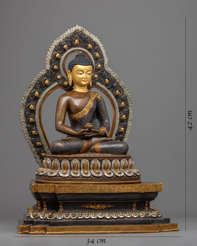 Amitabha With Halo Infinite Light Buddha Statue | Tibetan Art Plated with Gold