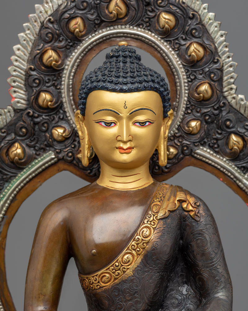 Amitabha With Halo Infinite Light Buddha Statue | Tibetan Art Plated with Gold