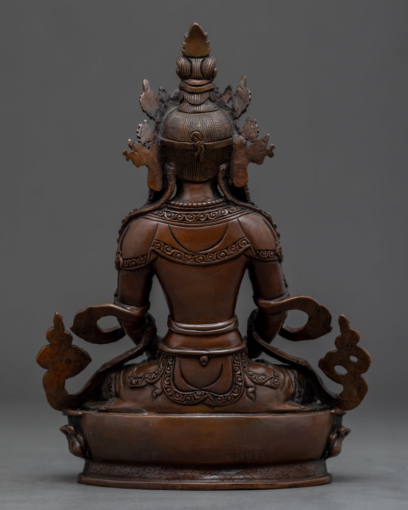 Amitayus Bodhisattva Copper Sculpture | Traditionally Hand Carved Statue